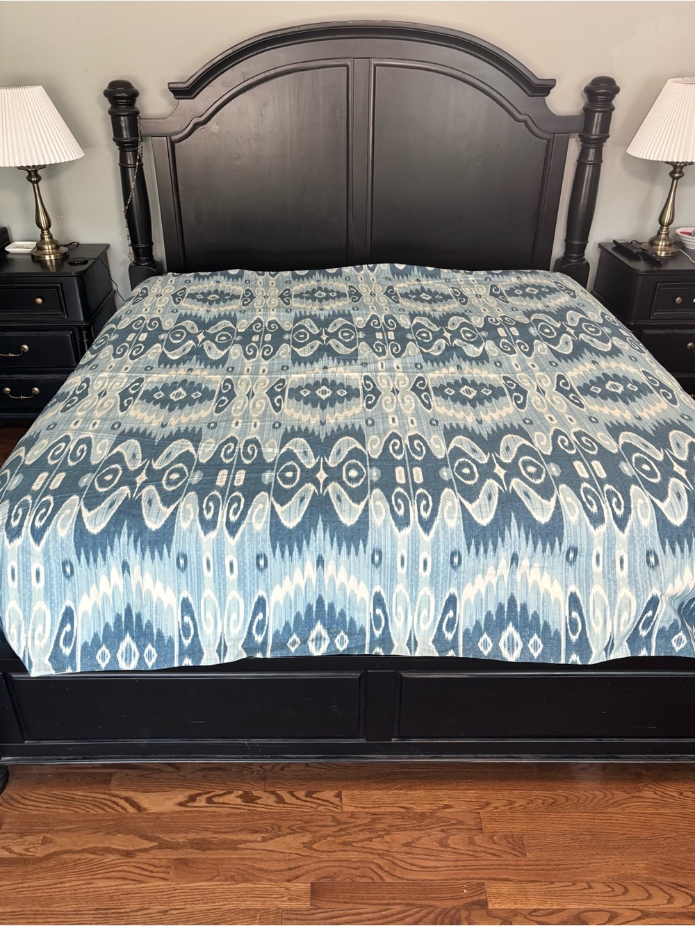 Pottery Barn- Queen Size Savannah Blue Ikat Duvet Cover
